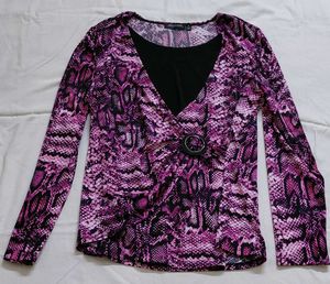 Night Studio Purple Snake Print Top