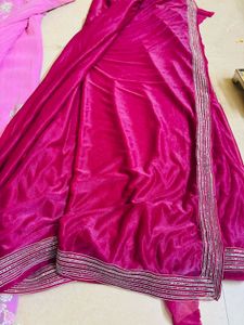 Pink &amp; Magenta Embroidered Saree combo