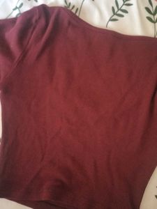 Burgundy Ribbed Knit Top