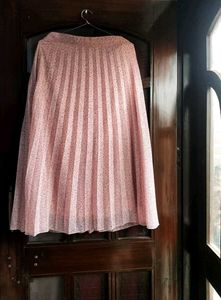 Pleated Pink Floral Skirt
