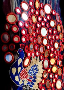 Peacock Mirror Work Saree