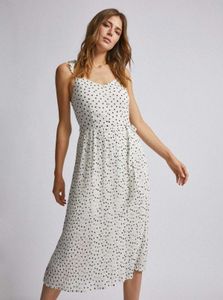 Polka Dot Pleated Midi Dress