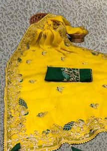 Yellow Embroidered Saree