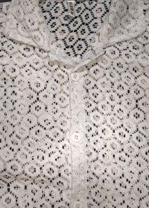 Self Design Casual White Shirt