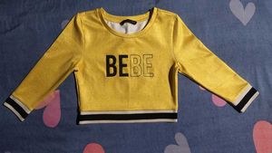 Vibrant Yellow BEBE Crop Top Long Sleeve