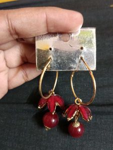 Red Beaded Hoop Earrings Combo Offer🌙