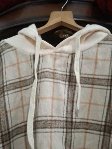 Beige Plaid Hoodie