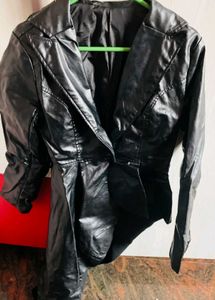 Black Leather Trench Coat For Women(Negotiable)