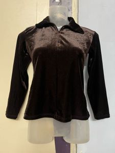 winter Brown Velvet Top