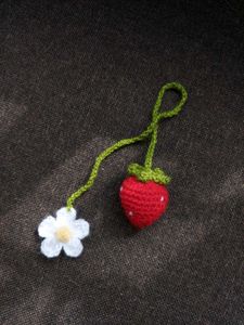 Crochet Strawberry 🍓 Flower Bag Charm