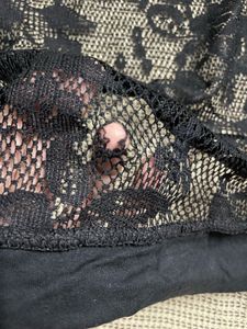 Black Lace-Back Cropped Cardigan