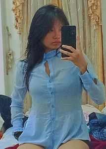 Cute Blue Button-Up Top