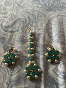 Teal &amp; Pearl Jewelry Set