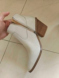 White Leather Ankle Boots