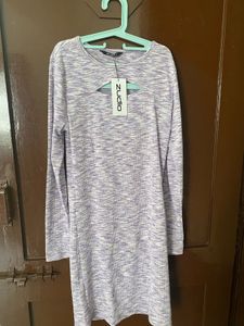 Purple Ribbed Knit Top with Cutout