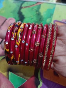 Red & Gold Bangles - Set of 10