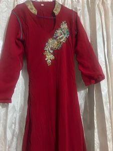 Beautiful chili red chiffon Kurta