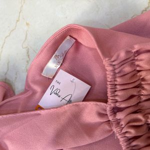 Pink One-Shoulder Top 3D roses