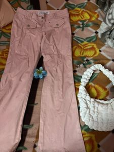 Pink low rise Flare Leg trousers