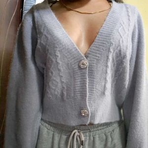Cropped Knit Cardigan