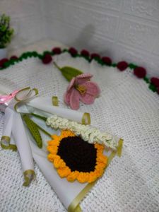Crochet Sunflower and lavender flower Bouquet