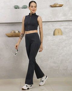 Zip-Up Crop Top With Track Suit