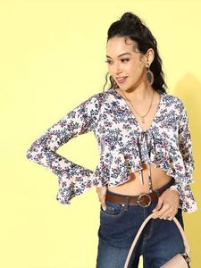 Berrylush Ruffle Floral Crop Top