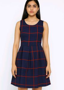 Navy & Red Checkered Dress