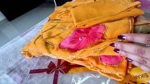 Mango Yellow Paint Colored Saree With Blouse. (New
