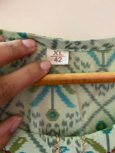 Threadwork Green Kurta
