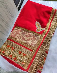 Elegant Red &amp; Gold Sari with Blouse