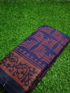 Copper Printed Chanderi Cotton Saree