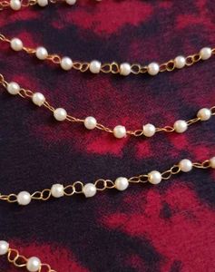 Pearl &amp; Gold Layered earrings chain
