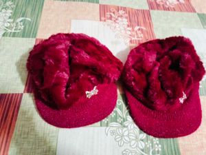 Fuzzy Maroon Caps