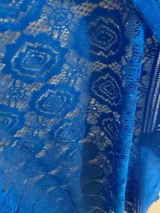 Cobalt Blue Floral Lace Fabric