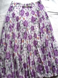 Floral Pleated Midi Skirt