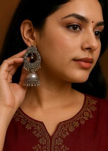 Oxidized Jhumka Earrings