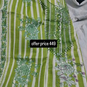 Green & White Embroidered Kurti unstiched