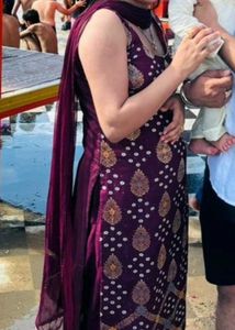 Its Dark Maroon Shade Stitchied Suit Pant Dupatta