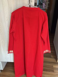 Red Embroidered Kurta