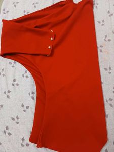 Red Pearl Button Top