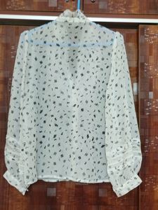 ZARA off white frilled shirt