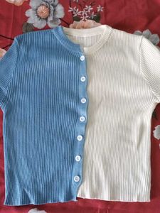 White And Blue Imported Sweatshirt .