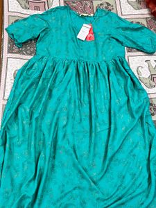 teal Printed Fit & Flare Dress M SIZE