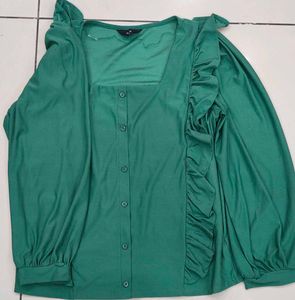 Ruffled Green Blouse