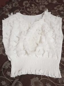 White Ruffle Top