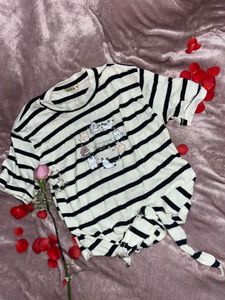 Striped Tee with Cute Print