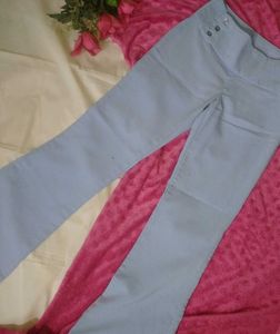 Light Blue Flare Leg Trousers