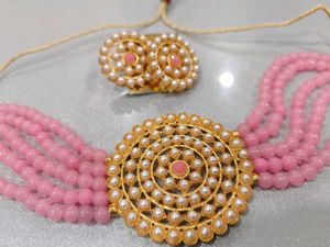 Pink Beaded Choker Set