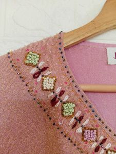 Elegant Pink Embellished Top